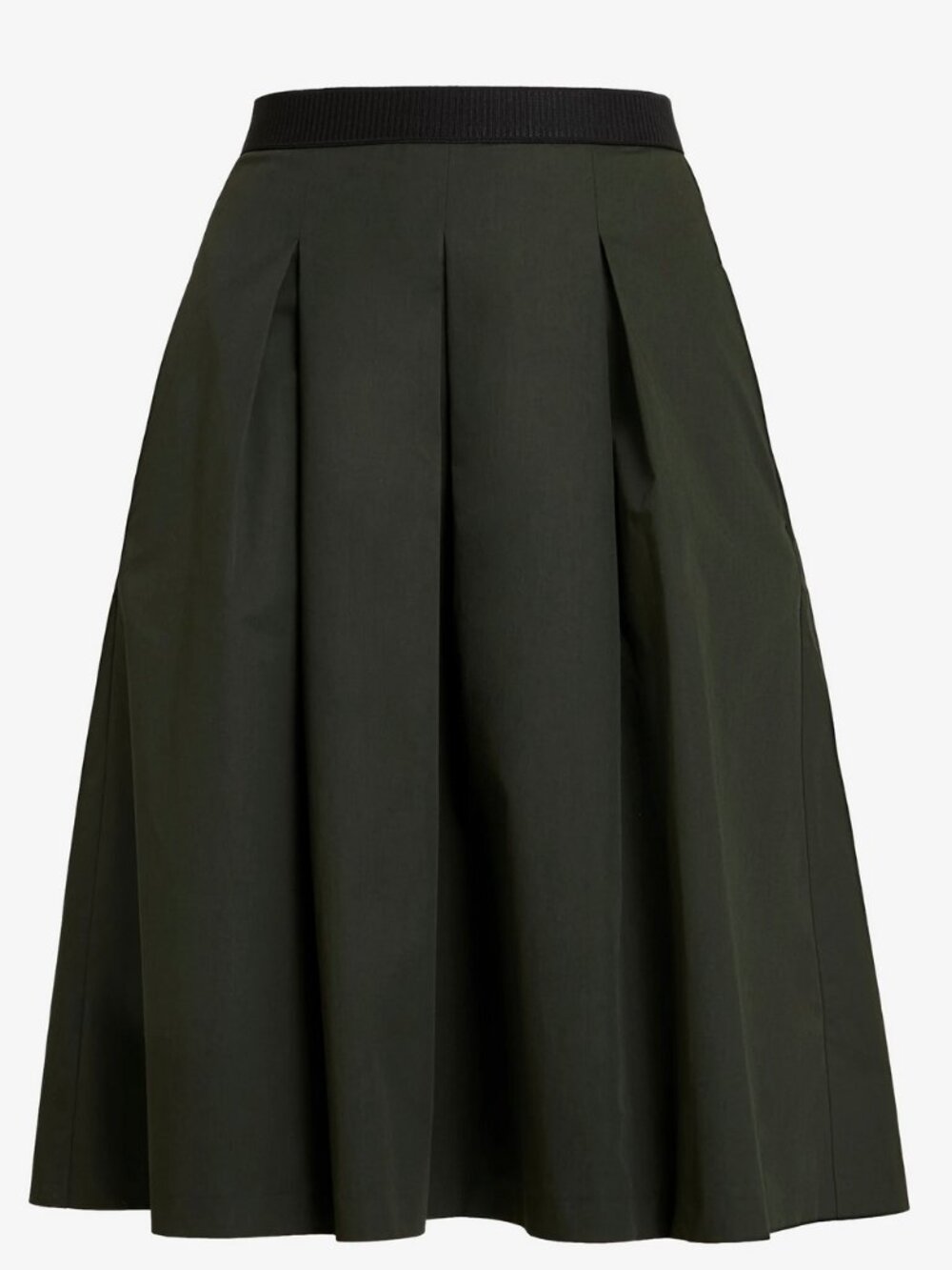 Dark Green Pleated Skirt Cotton Size 2 Minimalist Old Money